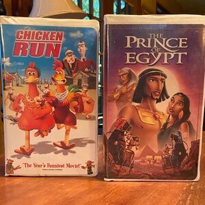 Dream Works The Prince of Egypt and Chicken Run VHS for kids classic vintage
